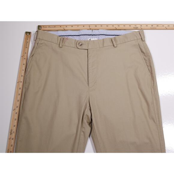 Peter Millar Khaki Tan Flat Front Chino Pants Trousers Tall 38x36 - Picture 4 of 7